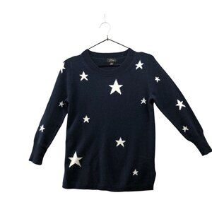 J. Crew Everyday Cashmere Crewneck Sweater Womens XS Stars Navy Crewneck